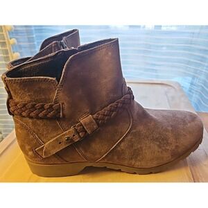 Teva Suede Ankle Boots Womens 9 Brown Braided Strap Outdoor Fall Waterproof